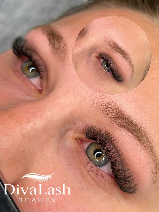 Nahaufnahme einer frisch gemachten Wimpernverlängerung